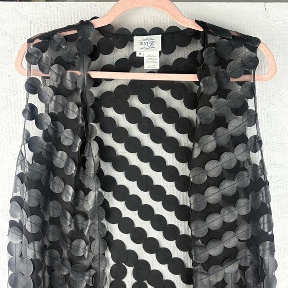 VTG Just B Black Sheer Scalloped Vest Medium Grunge 90s - Picture 6 of 8